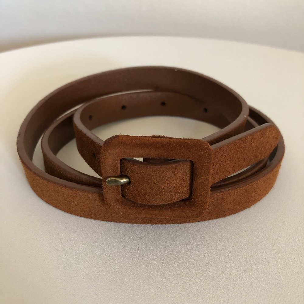 Madewell - Suede Genuine Leather Belt Burnt Golden Brown